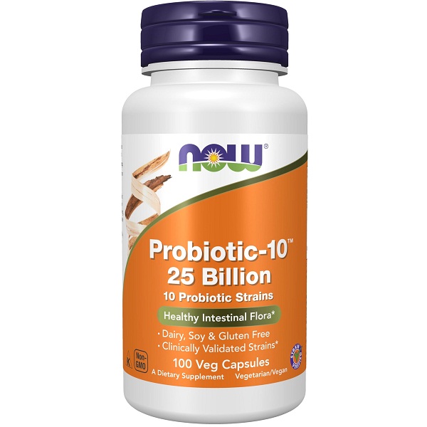 NOW Foods Supplements, Probiotic-10™ 25 Billion with 10 Probiotic Strains Dairy Soy and Gluten Free Strain Verified 50 Veg Capsules