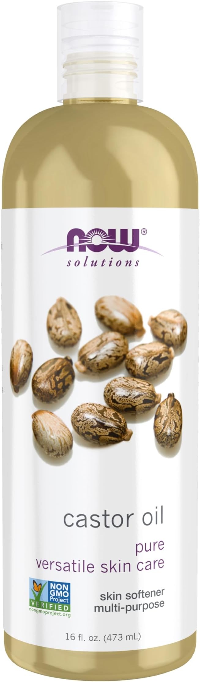 NOW Foods Solutions Castor Oil 100% Pure Versatile Skin Care Multi-Purpose Skin Softener 16-Ounce