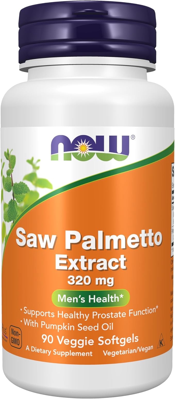 NOW Supplements Saw Palmetto Extract 320 mg with Pumpkin Seed Oil Men's Health 90 Veg Softgels