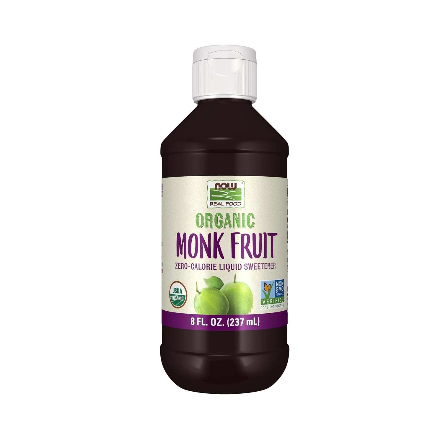 NOW Foods Certified Organic Monk Fruit Liquid Zero-Calorie Liquid Sweetener Non-GMO Low Glycemic Impact 8-Ounce