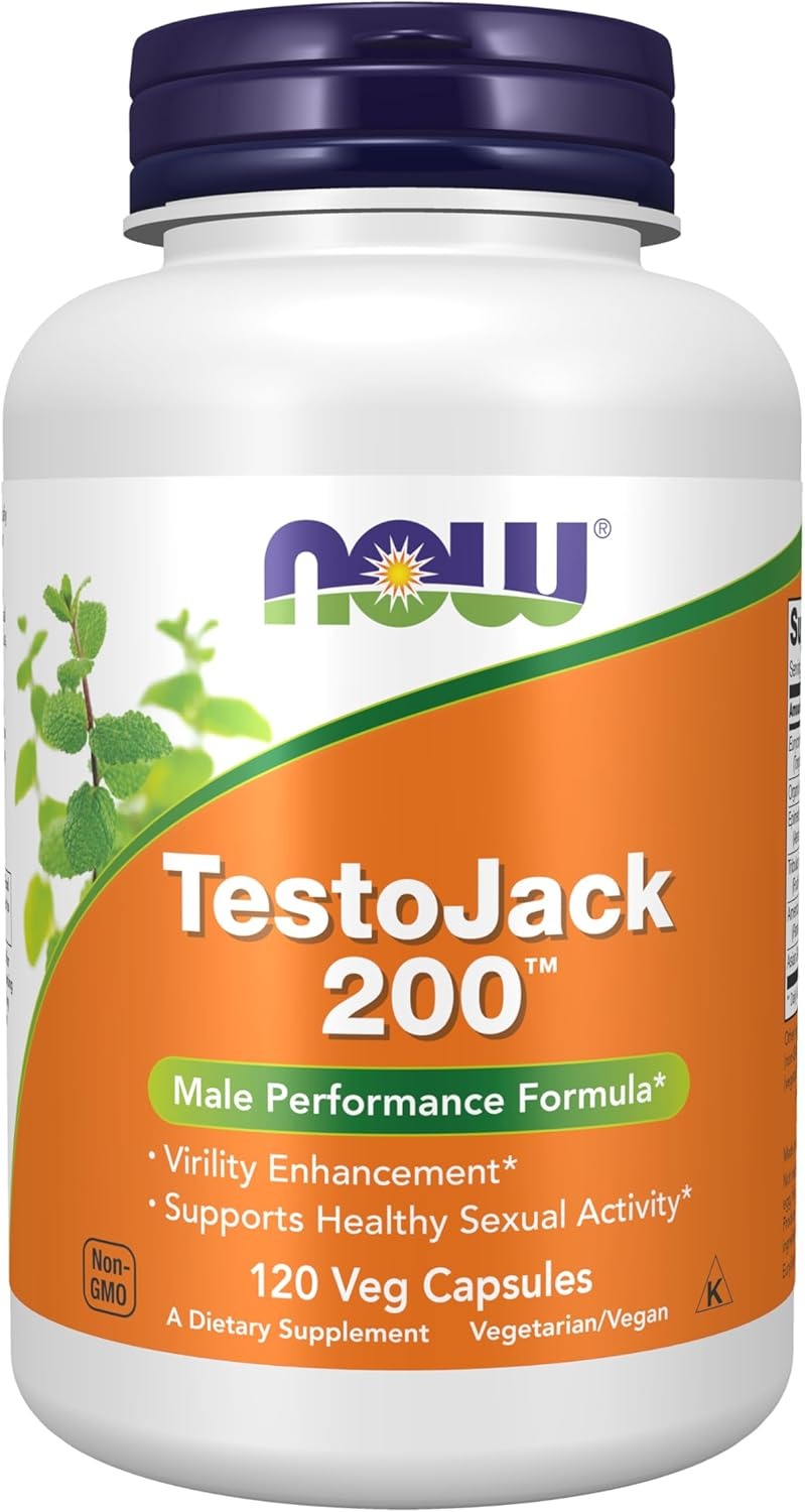NOW Foods Supplements TestoJack 200 with Tongkat Ali Tribulus Maca and Horny Goat Weed 120 Veg Capsules