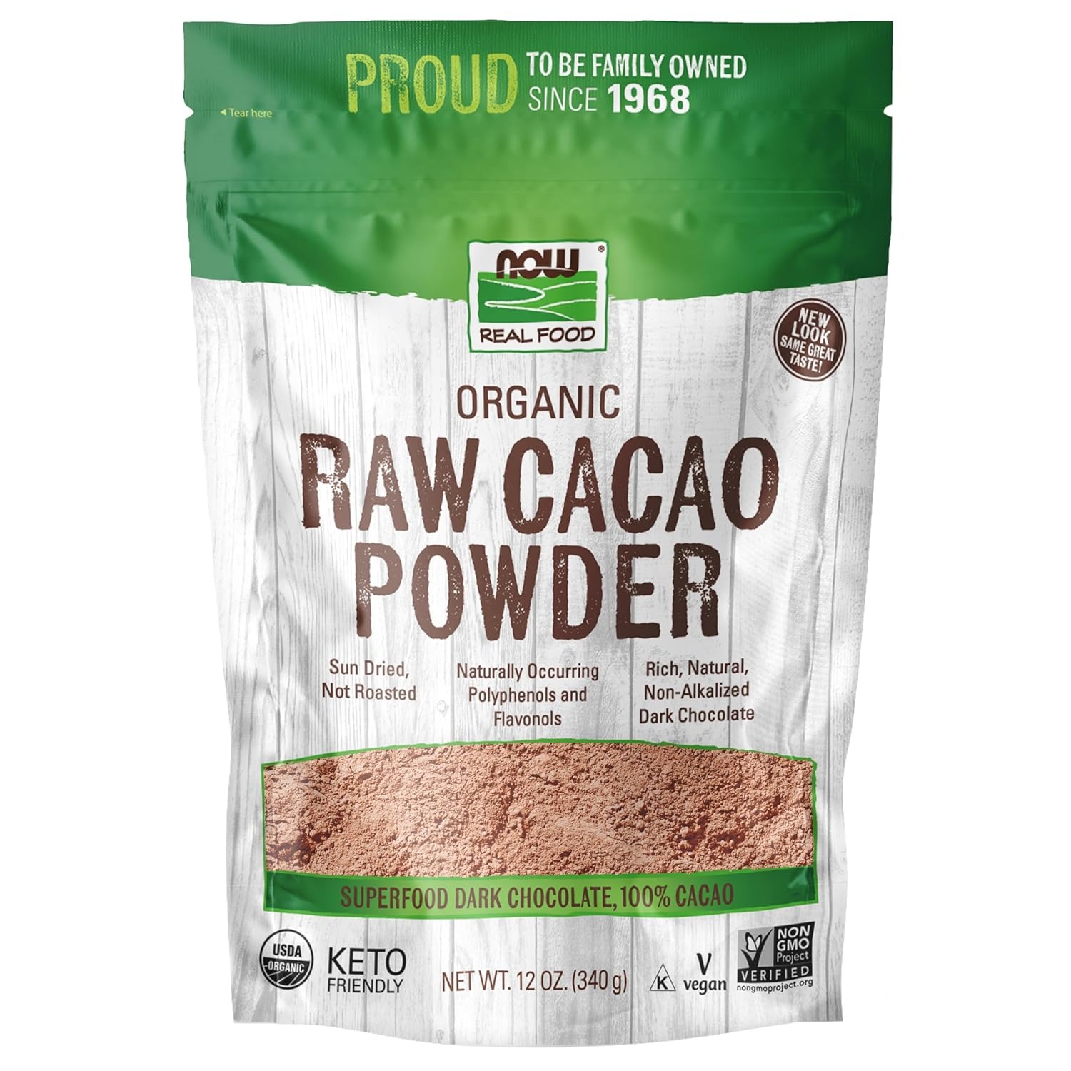 NOW Foods Raw Cacao Powder with Polyphenols and Flavonols 12-Ounce (Packaging May Vary)