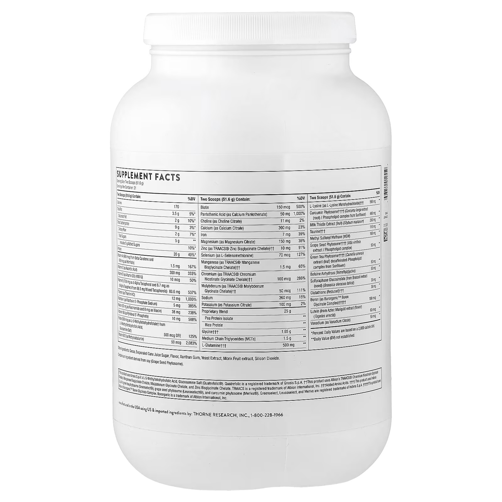 THORNE MediClear-SGS Chocolate  Rice & Pea Protein Powder in Pakistan