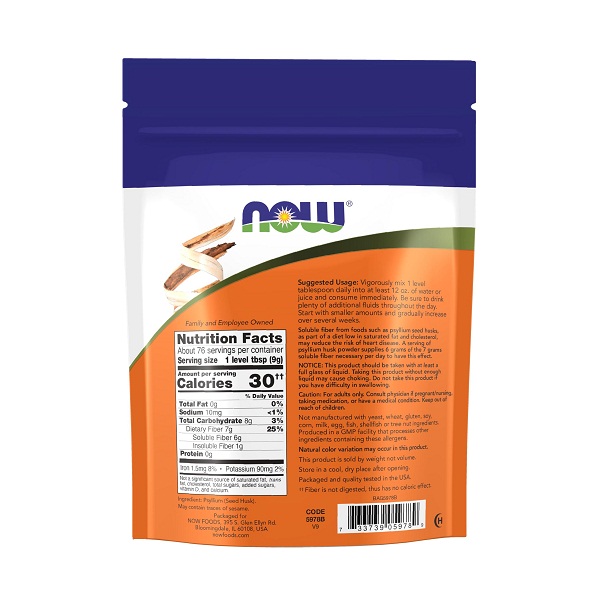 NOW Foods Supplements Psyllium Husk Powder Non-GMO Project Verified Soluble Fiber 24-Ounce thumbnail 2