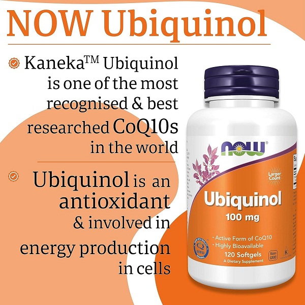 NOW Supplements Ubiquinol 100 mg High Bioavailability (the Active Form of CoQ10) 120 Softgels thumbnail 2