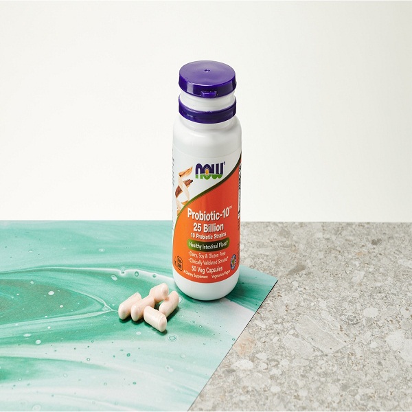 NOW Foods Supplements, Probiotic-10™ 25 Billion with 10 Probiotic Strains Dairy Soy and Gluten Free Strain Verified 50 Veg Capsules thumbnail 2