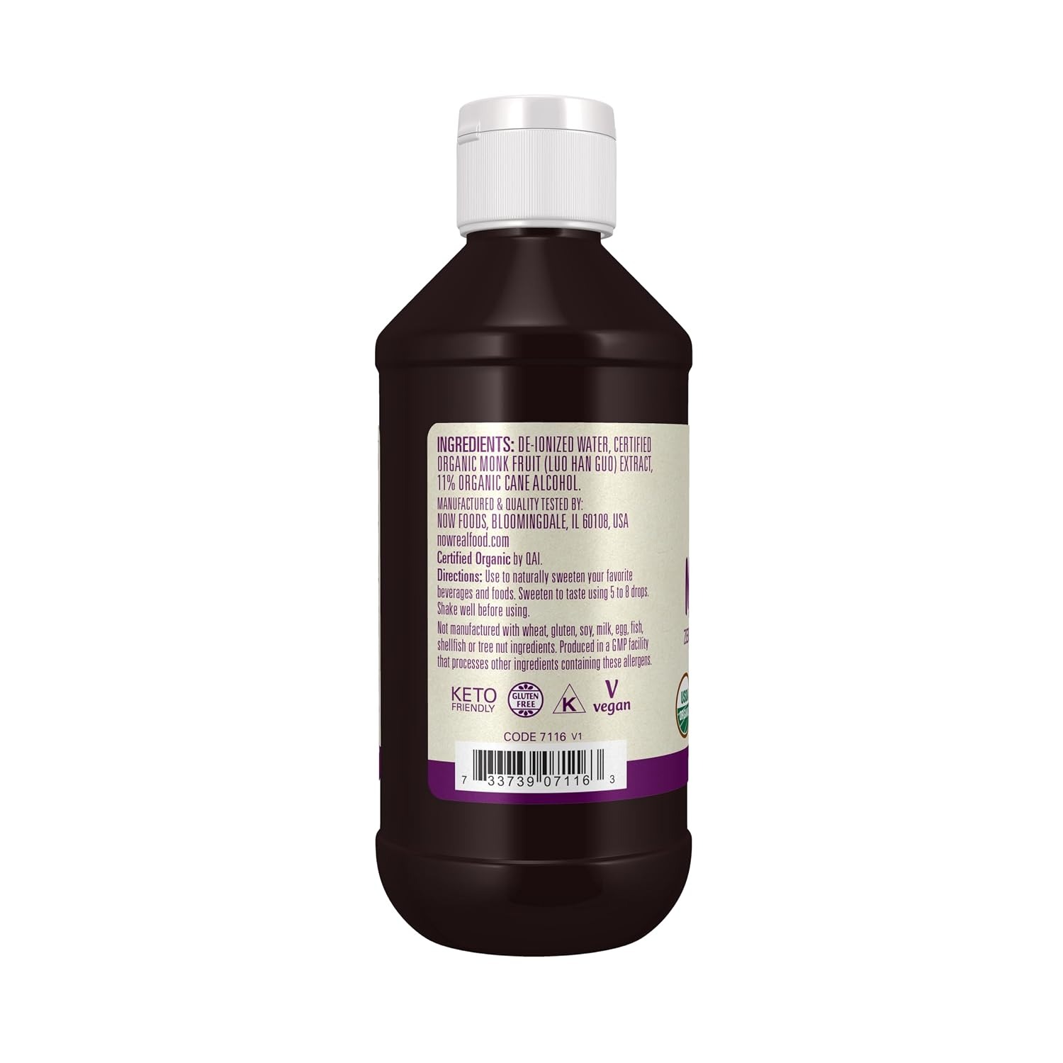 NOW Foods Certified Organic Monk Fruit Liquid Zero-Calorie Liquid Sweetener Non-GMO Low Glycemic Impact 8-Ounce thumbnail 2