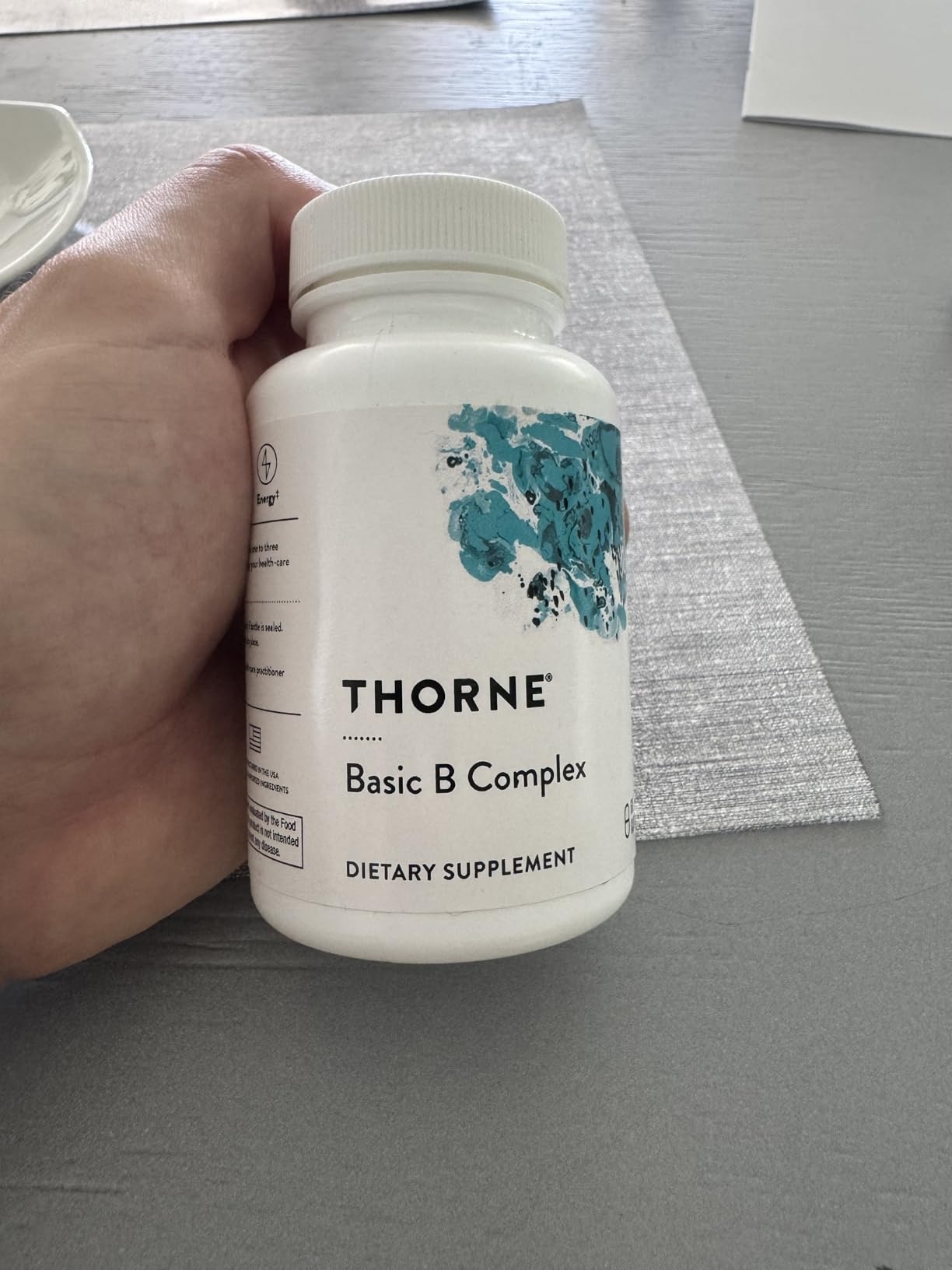 Thorne Basic B Complex 8 Active B Vitamins & Choline 60 Capsules Supports Cellular Energy Production Brain Health thumbnail 2