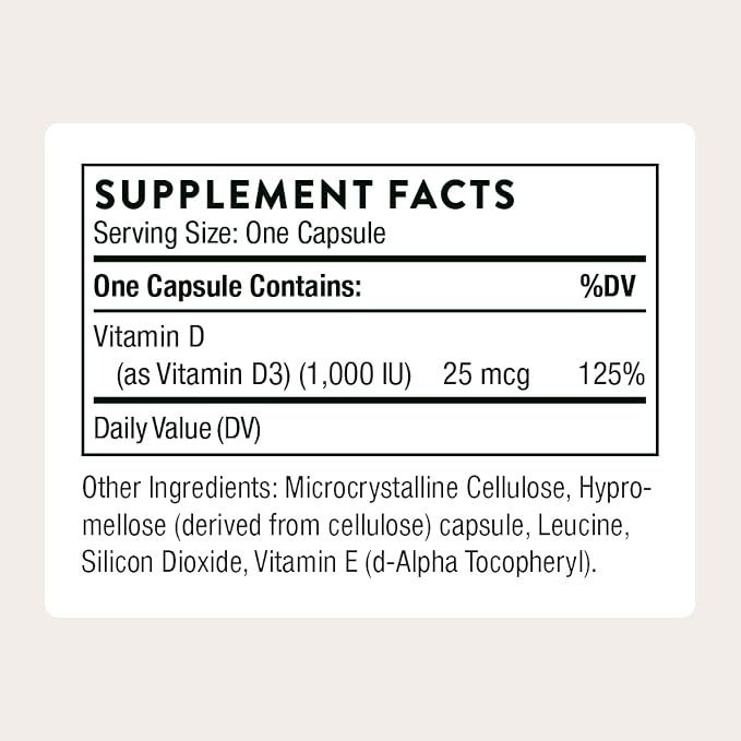 THORNE Vitamin D-1,000 Vitamin D3 Supplement 1,000 IU 90 Capsules in Pakistan thumbnail 3