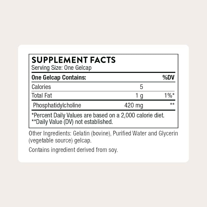 THORNE Phosphatidyl Choline 420 mg Phosphatidylcholine 60 Softgels in Pakistan thumbnail 3