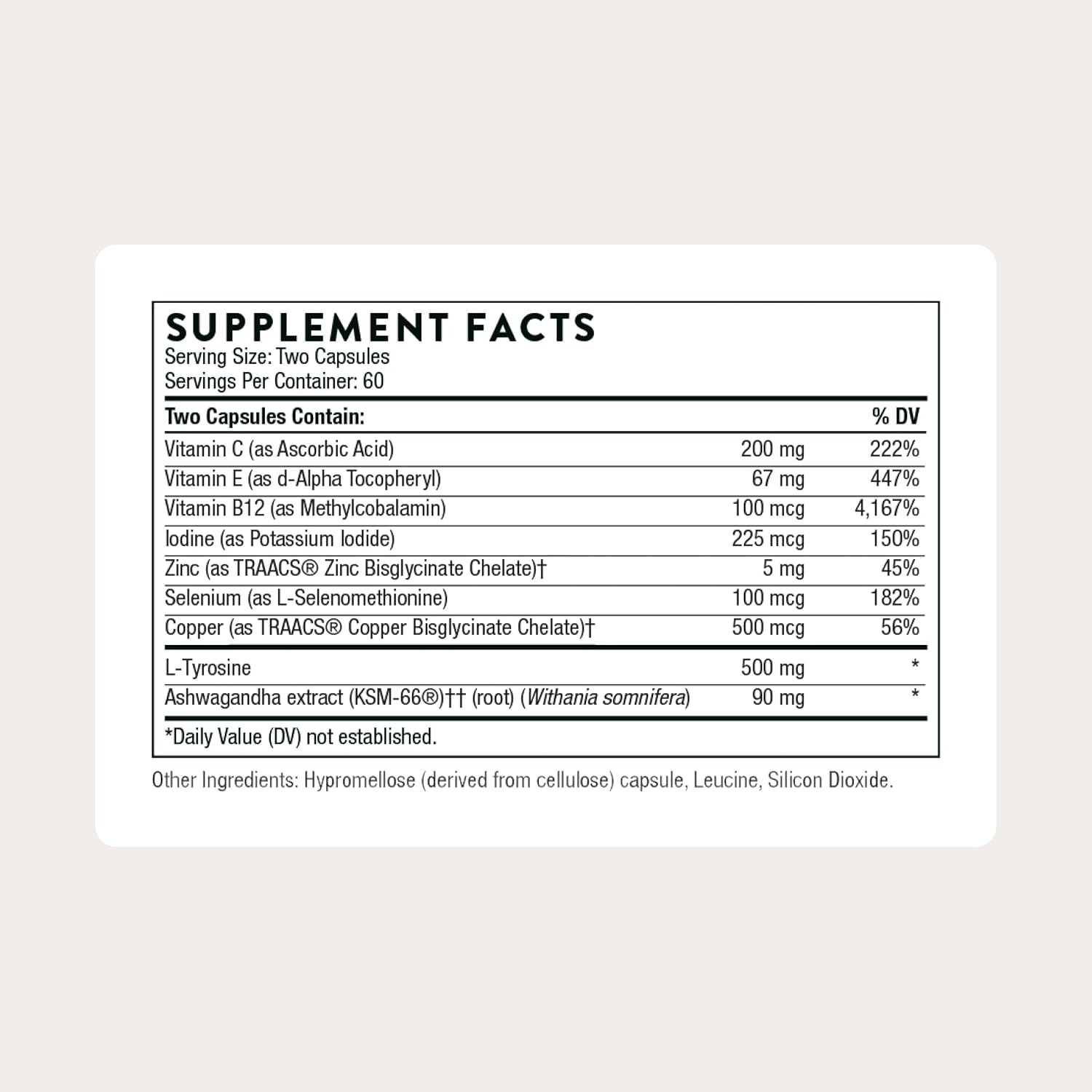THORNE Thyroid Health Complex Iodine L-Tyrosine & Selenium 120 Capsules in Pakistan thumbnail 2