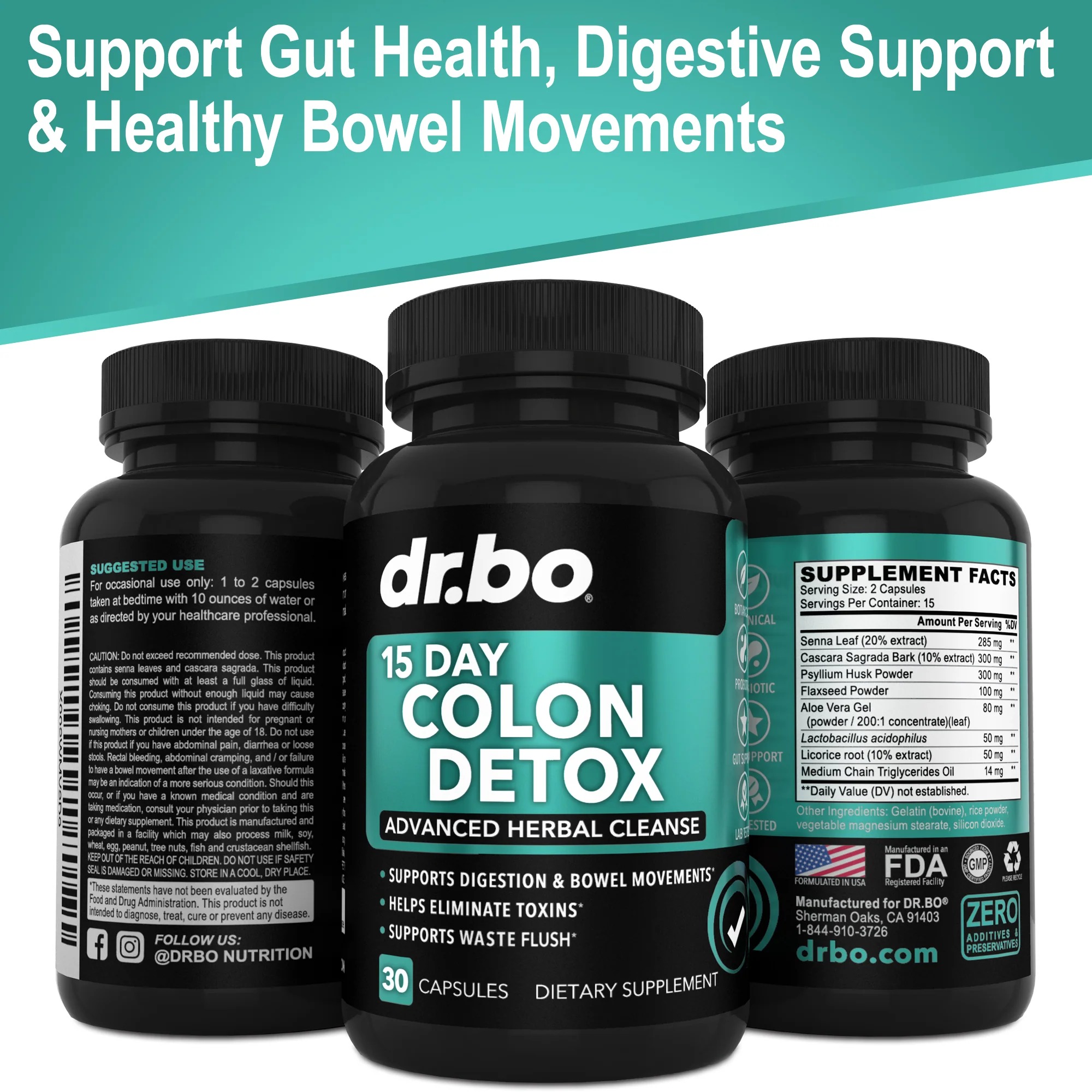 Dr.Bo 15 Day Colon Detox Advance Herbal Cleanser 30 Capsules thumbnail 6