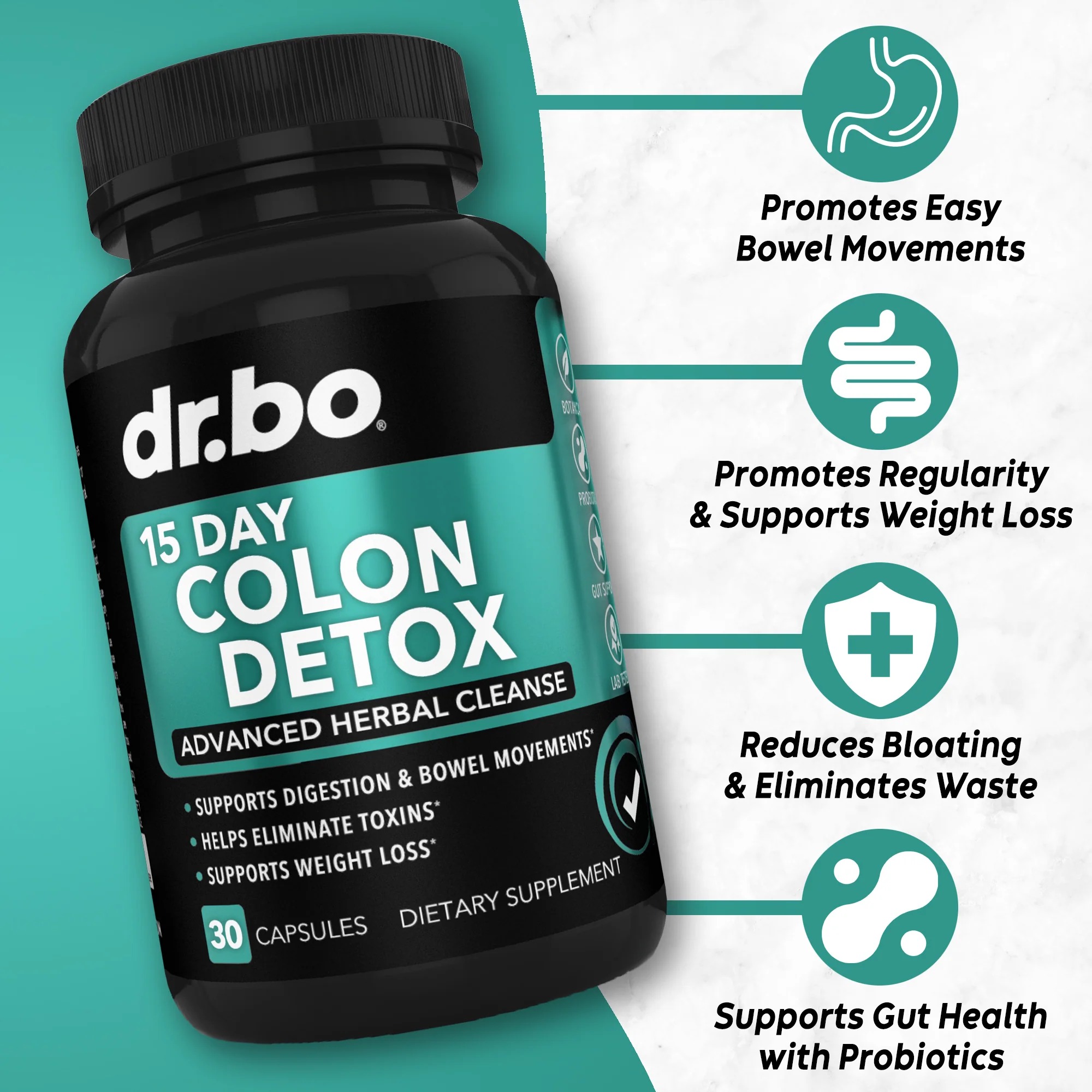 Dr.Bo 15 Day Colon Detox Advance Herbal Cleanser 30 Capsules thumbnail 2