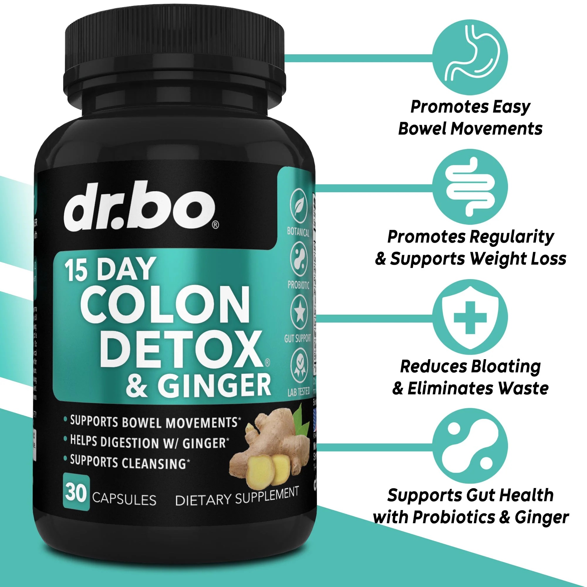 DR. BO Colon Cleanser Detox & Intestinal Supplement - 15 Day Colon Cleanse Pills with Ginger thumbnail 5