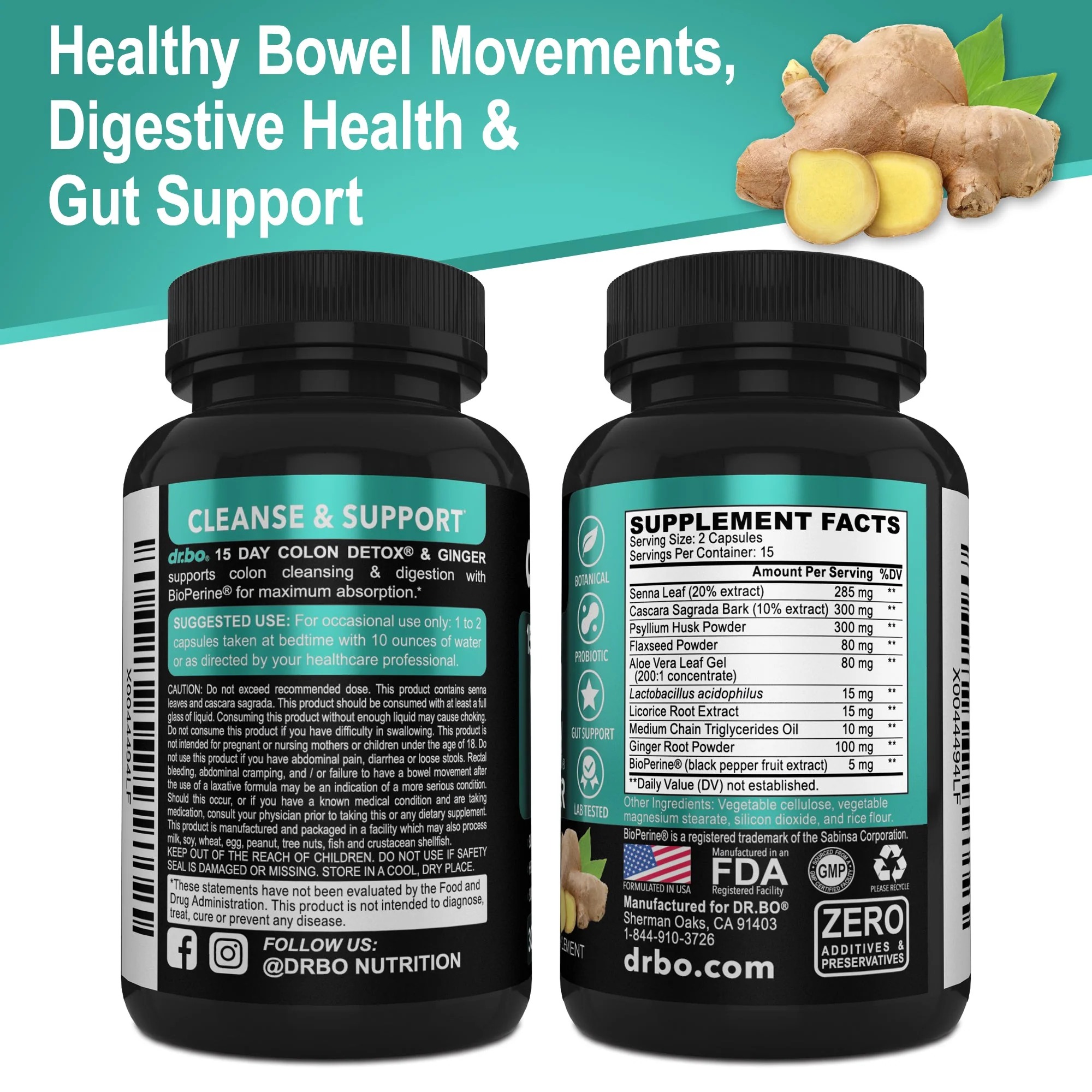 DR. BO Colon Cleanser Detox & Intestinal Supplement - 15 Day Colon Cleanse Pills with Ginger thumbnail 4