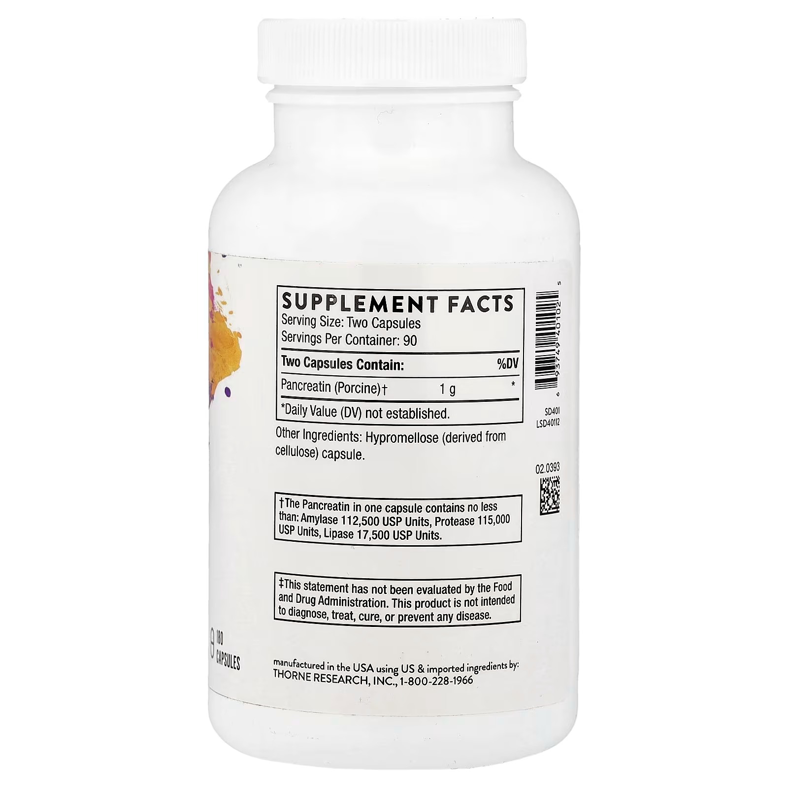 THORNE Pancreatic Enzymes Digestive Enzymes for Digestion Support 180 Capsules in Pakistan thumbnail 2