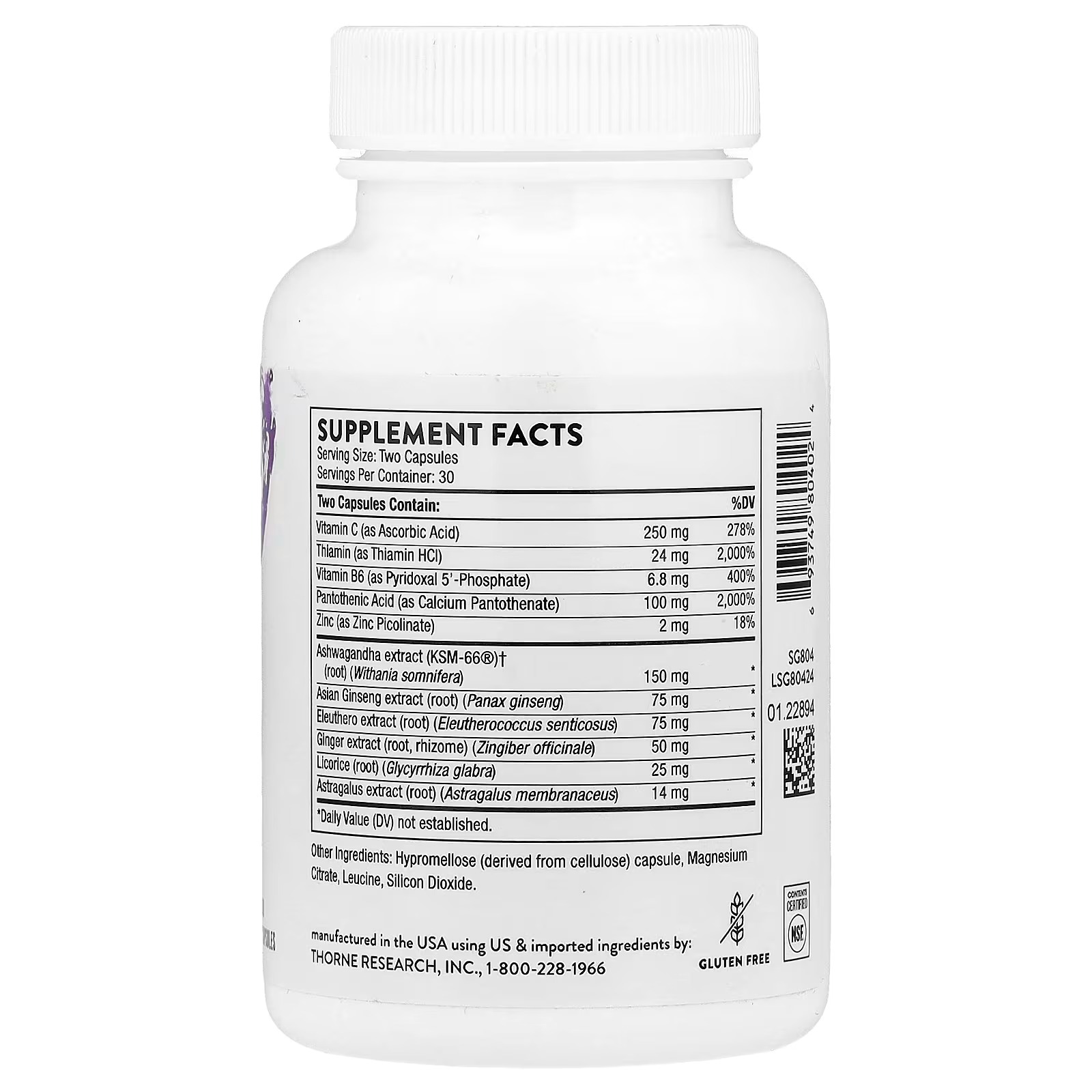 THORNE Stress Balance KSM-66 Ashwagandha Ginseng & Active B6 60 Capsules in Pakistan thumbnail 2