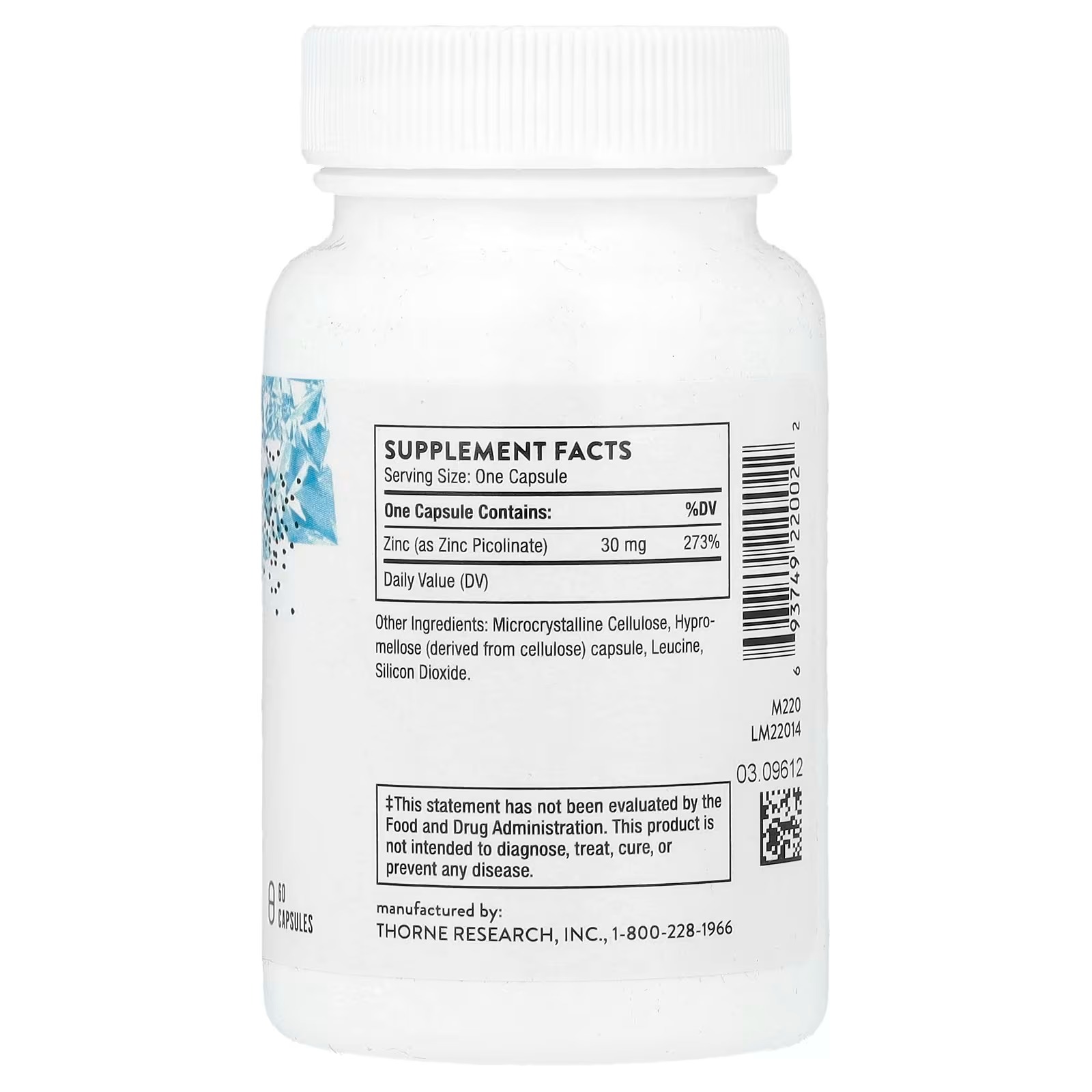 Thorne Zinc Picolinate 30 mg 60 Capsules in Pakistan thumbnail 2