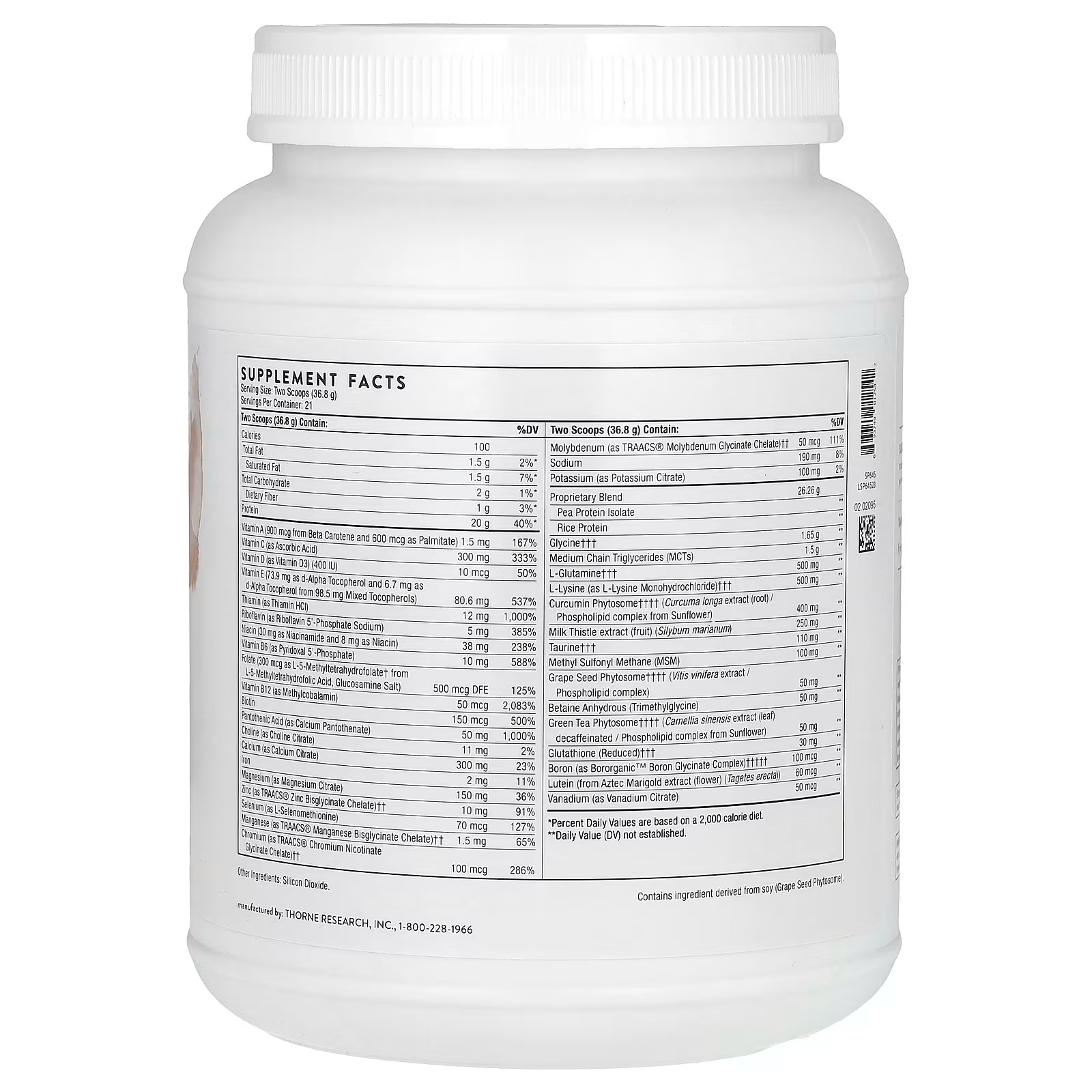 THORNE MediClear Plus Rice & Pea Protein Powder  with a Complete Multi-Vitamin in Pakistan thumbnail 2