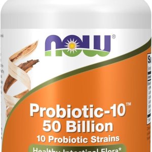 NOW Foods Supplements Probiotic-10 50 Billion with 10 Probiotic Strains Strain Verified 50 Veg Capsules