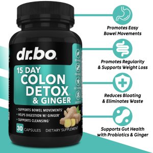 DR. BO Colon Cleanser Detox &amp; Intestinal Supplement - 15 Day Colon Cleanse Pills with Ginger
